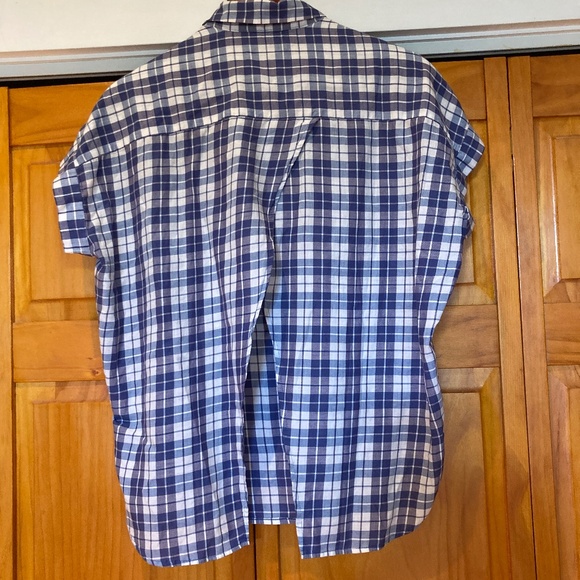 NWOT Madewell Central Plaid Button Down with Back Split Size Small Blue & White - Picture 3 of 8